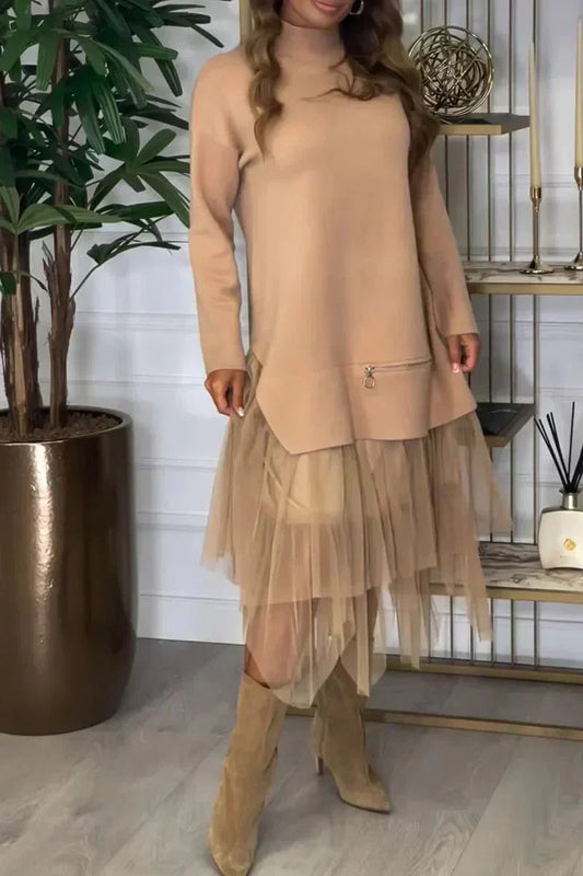 Coordinato Maglia Lunga & Gonna Plissé in Tulle