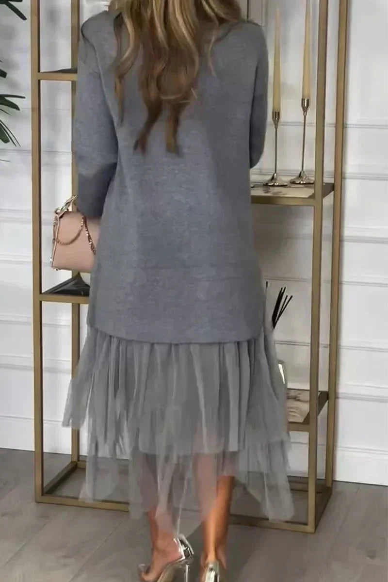 Coordinato Maglia Lunga & Gonna Plissé in Tulle