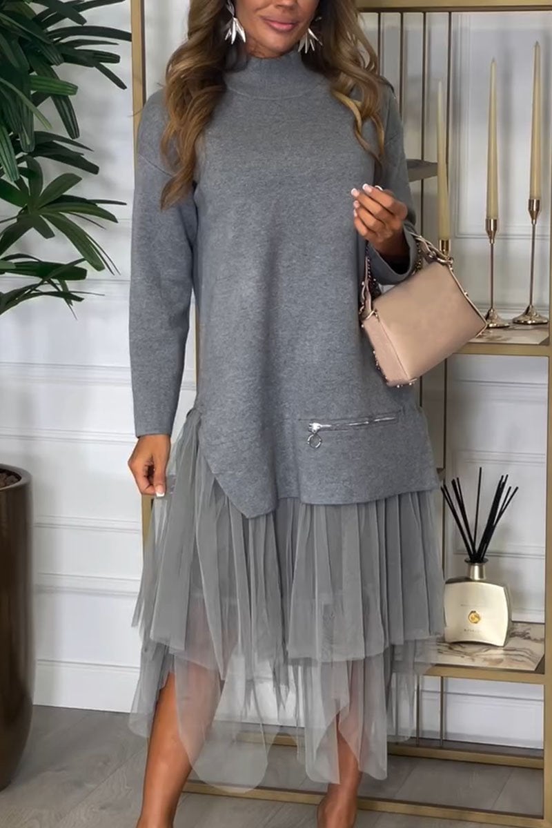 Coordinato Maglia Lunga & Gonna Plissé in Tulle