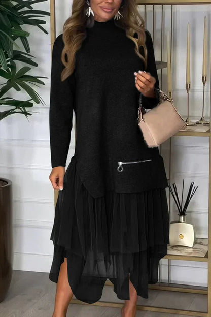Coordinato Maglia Lunga & Gonna Plissé in Tulle