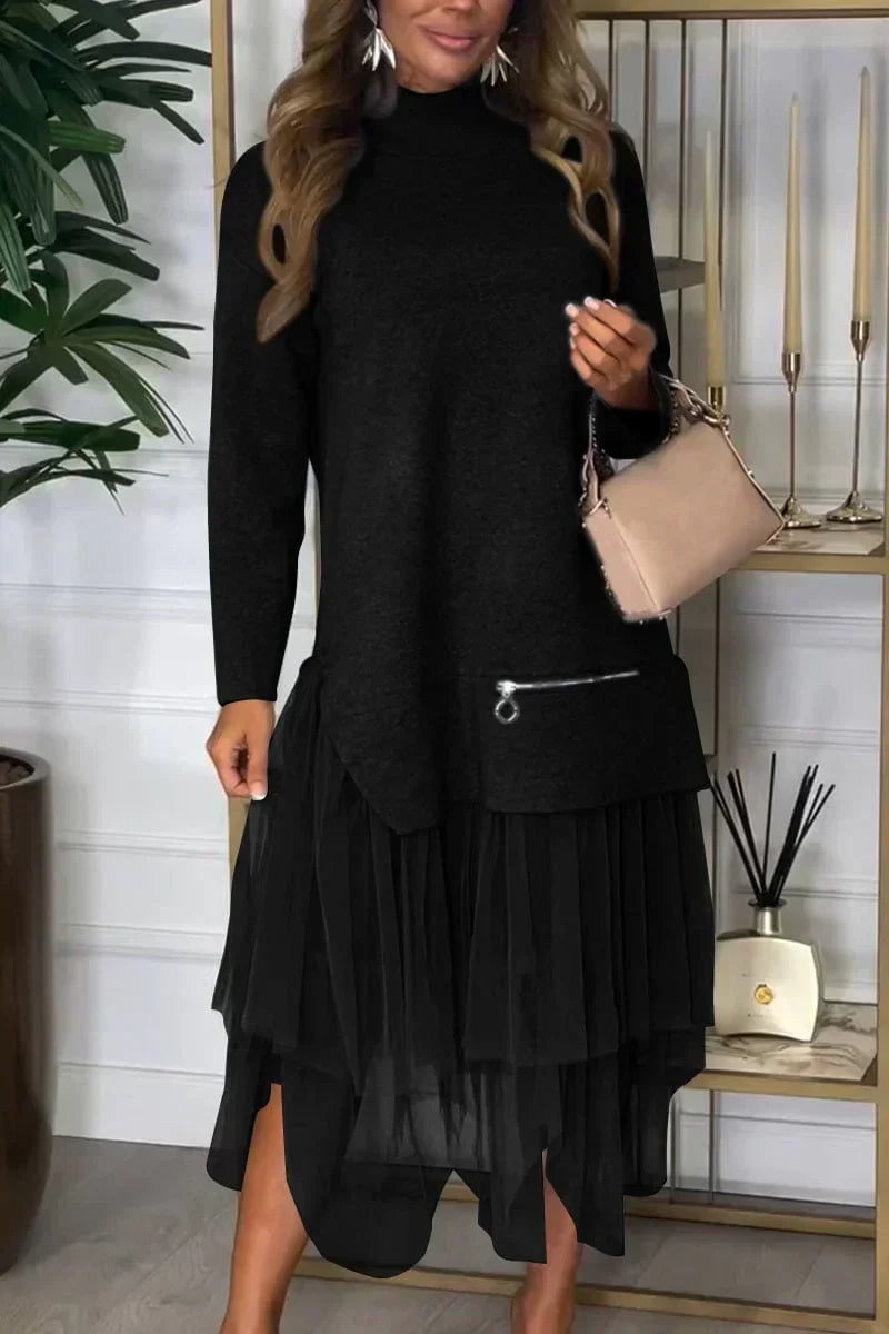 Coordinato Maglia Lunga & Gonna Plissé in Tulle